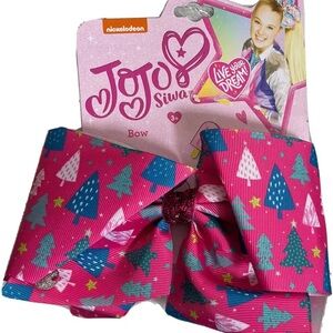 JoJo Siwa Hot Pink Tree Print Glitter Center Hair Bow